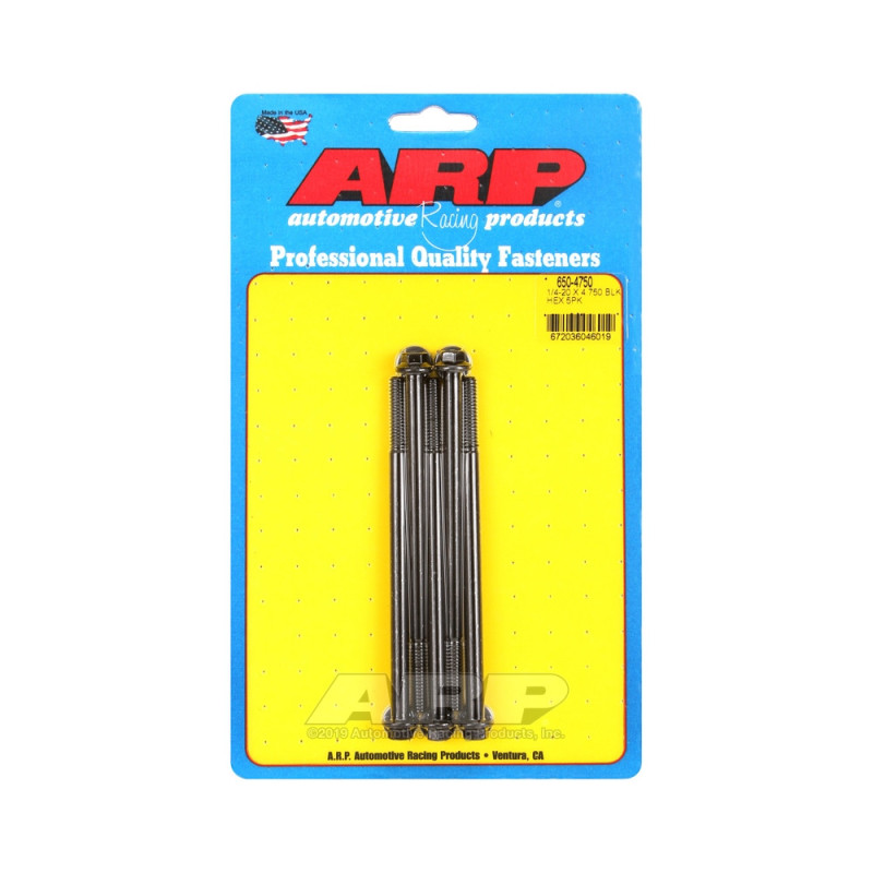 Set de șuruburi și piulițe universale ARP 1/4-20 – șuruburi hexagonale cu finisaj negru oxidat, x5 - ARP-650-4750 - 650-4750 - 3666618194424